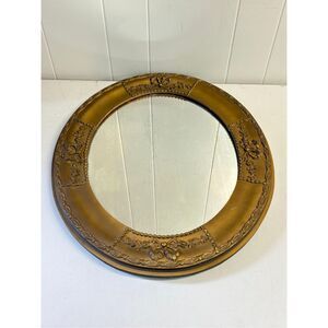 Antique Louis XVI Style Neoclassical Gilt Wood Gold Wall Mirror Ribbon Motif